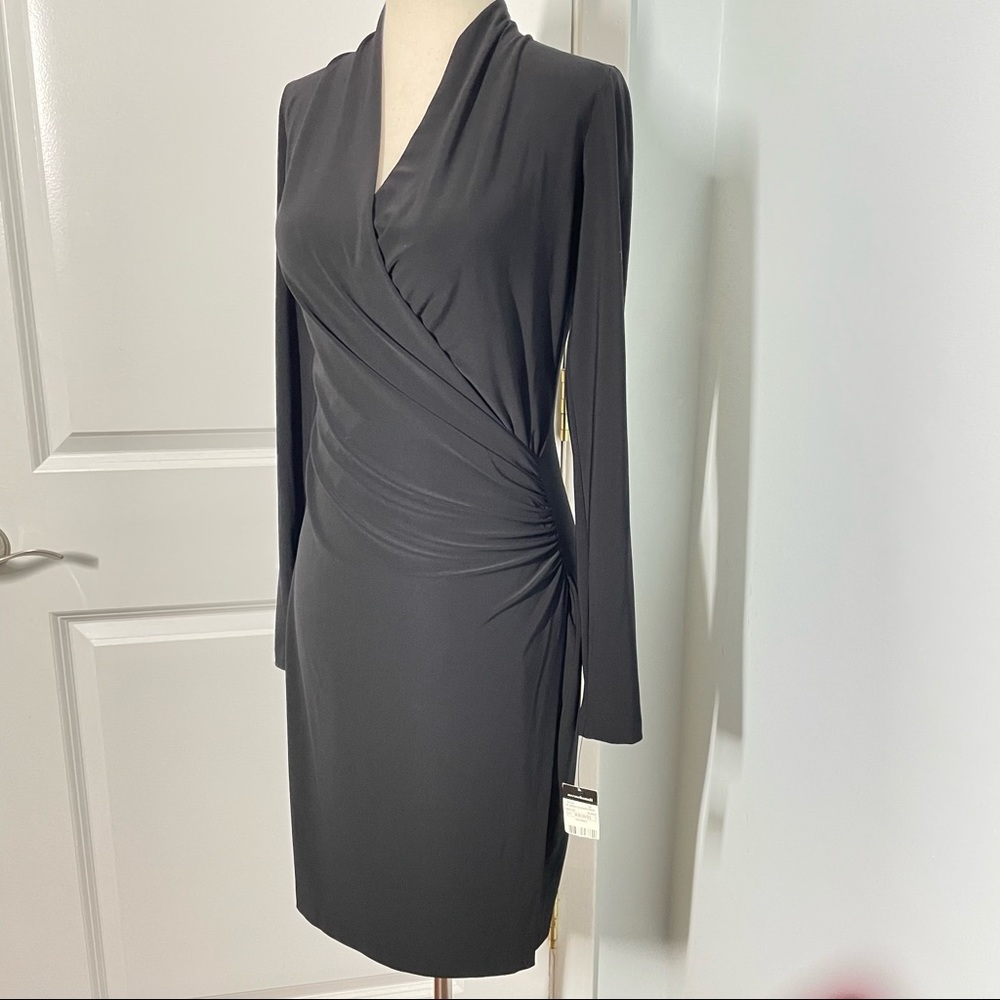 Norma Kamali Black Jersey Side Drape Dress size XS NWT - Picture 5 of 11
